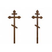 Крест на могилу сосновый С фигурным орнаментом состаренный